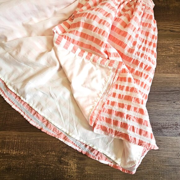 Sleeveless Cotton Blend Crinkle Plisse Striped A-Line Sundress Shirt Dress M - Picture 7 of 11